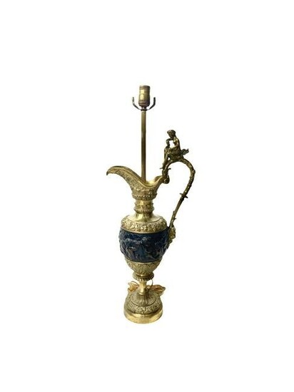French Bronze Neoclassical Cherubs Figural Ewer Table