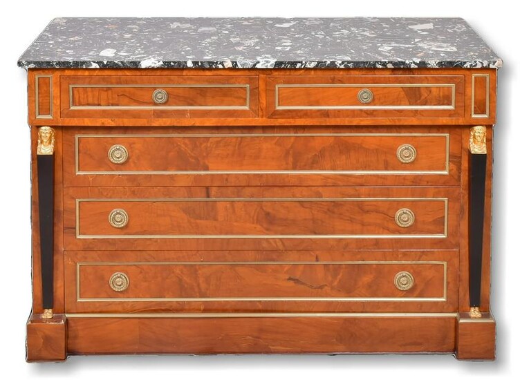French Empire Style Marble Top Bureau