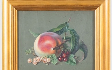French School: Still Life with a Peach, Cherries and Gooseberries
