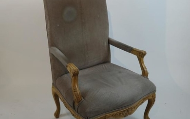 French-Style Shell Relief Open Arm Chair