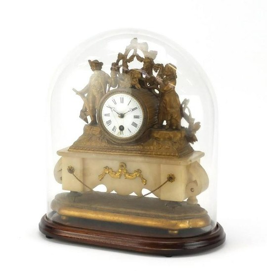 French alabaster and gilt metal mounted mantel clock