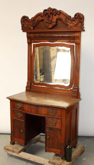 French marble top vanity with mirror