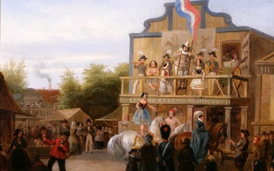 French school circa 1815 - Fair scene with actors