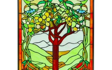 Fruits of Life Stained Art Glass Hanging Window Panel