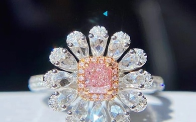 GIA CERTIFIED 14K GOLD 0.85 CTW NATURAL PINK DIAMOND & DIAMOND RING