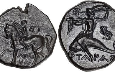GRÈCE ANTIQUE Calabre, Tarente. Didrachme ND (272-235 av. J.-C.), Tarente. Vl.839 - SNG ANS 1168-1169...