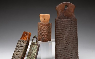 GROUP OF SCARCE COUNTRY PIERCED TIN NUTMEG GRATERS.