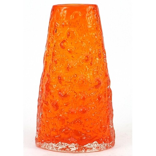 Geoffrey Baxter for Whitefriars, volcano glass vase in tange...