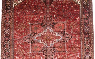 Geometric Design Vintage 11X155 Palatial Heriz Oriental Rug Farmhouse Carpet