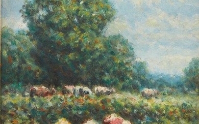 George Arthur Hays, Cows drinking in a pasture