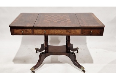 George IV mahogany games table, the centre panel to the top ...