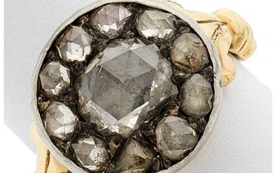 Georgian Diamond, Silver-Topped Gold Ring Stone