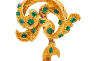 Georgian, Gold and Emerald Brooch