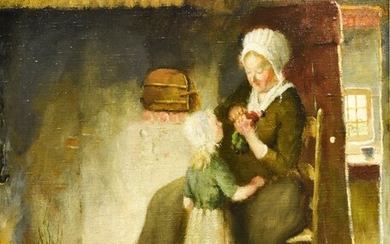 Gijsbertus Jan Sijthoff (1867-1949) - Interieur met moeder met kind