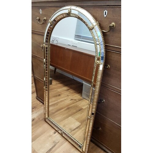 Gilt Domed Top Mirror with mirror mosaic surround. Measures...