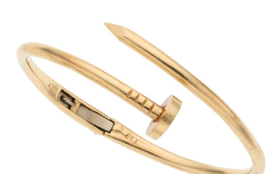 Gold Bracelet The hinged 14k gold nail bracelet weighs...