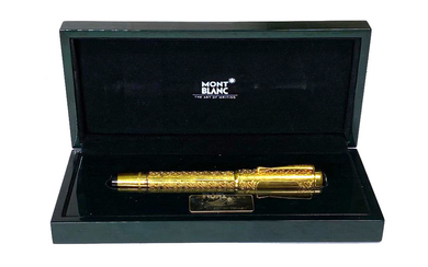 Gold-Plated Fountain Pen by Montblanc Patron of Art Louis XIV