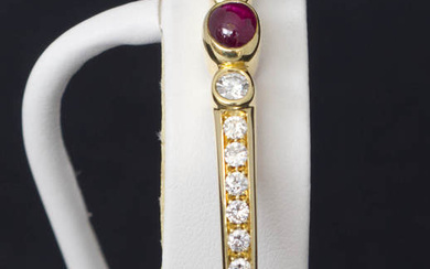 Gold bracelet with diamonds and rubies 21st century. Yellow gold, 18K, high quality diamonds, natural ruby. Weight 23.12 g, diameter 6 cm
