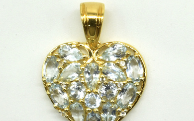 Gold plated Sil Blue Topaz(3.7ct) Pendant
