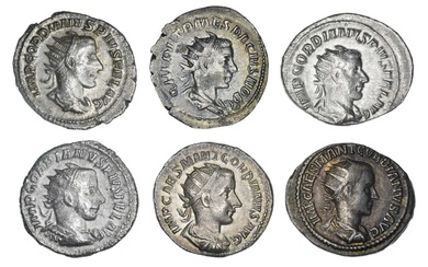 Gordian III (238-244AD) and a Herennius Etruscus (251AD) silver Antoninianii (6).