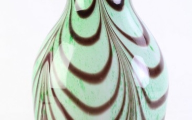Green Italian art glass vase with by Castellani (H31cm)