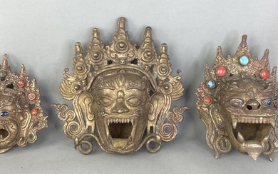 Group of 3 Bronze Tibetan Masks