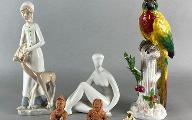 Group of 6 Assorted Porcelain Figurines and More