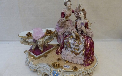 German porcelain group representing "Des Elegantes". Period: probably 19th century....