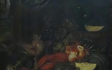 Gustav Jäger (1808-1871), Still life with a nautilus cup, lobster...