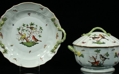 HEREND ROTHSCHILD BIRD SOUP TUREEN AND TRAY