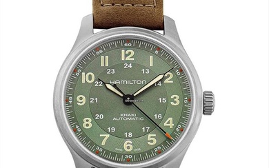 Hamilton Khaki Field Titanium H70545560 - Khaki Field Automatic Green Dial Titanium Men's Watch