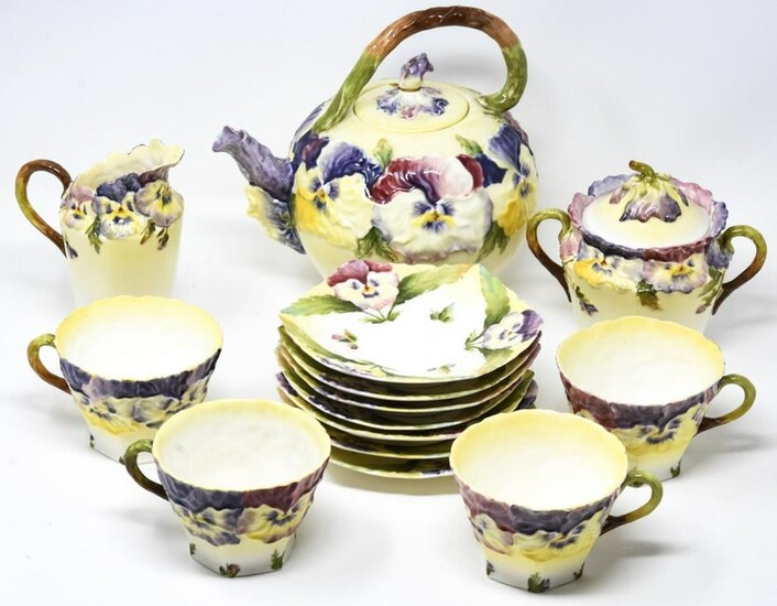 Hand Painted Porcelain Morning Glory Tea Set