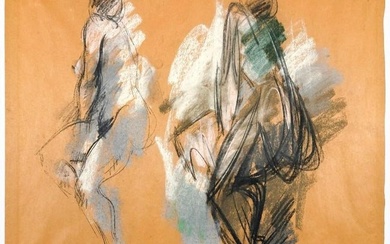 Hans Burkhardt (1904-1994) Charcoal and Pastel on Toned Paper Two Nudes