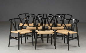 Hans J. Wegner. Set of eight Wishbone Chairs, CH24 (8)
