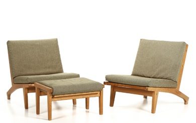 Hans J. Wegner. Two low-back sofa modules and stool model GE-375 (2)