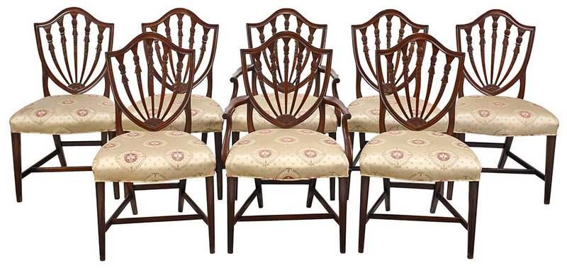 Hepplewhite Style Shield Back Dining Chairs