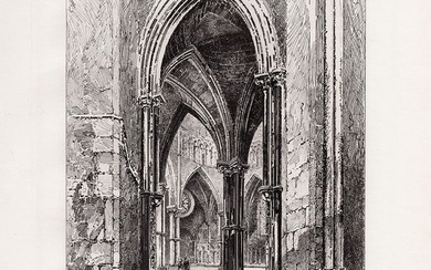 Herbert Railton Interior of the Temple Church 1892 Etching Signed