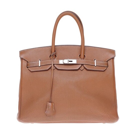 Hermès - Birkin 35 en cuir Togo Camel, garniture en métal plaqué or Handbag