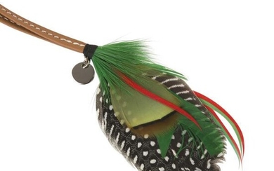 Hermes Gri Gri Mouche Fly Feather Bag Charm Green Red
