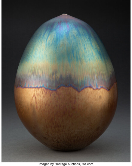 Hideaki Miyamura (b. 1955), Vase with Gold and Blue Hare's Fur Glaze