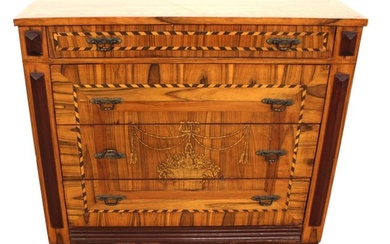 Highly inlaid mahogany & exotic wood chest