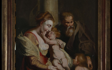Holy Family oil on panel from the 17th century, Flemish...