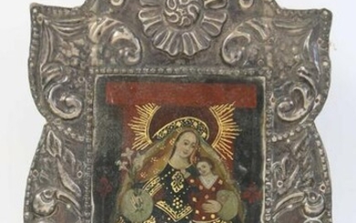 ICON MARY PAINTED ON WOOD