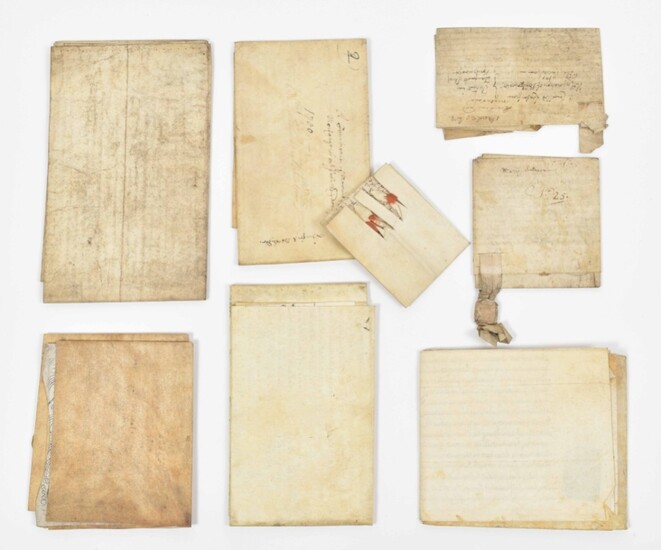 [Indentures] Collection of 8 manuscripts on fold. vellum