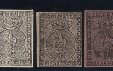 Italian Ancient States - Parma 1852 - Parma | 1st am. Complete series | Mixed new/used | 40c. Large Greek | Signed - Sassone ASI n. 1/5c