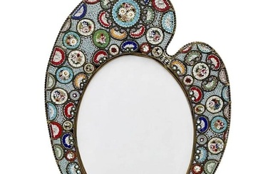 Italian Micro Mosaic Floral Artists Palette Form Photo Frame c. 1910