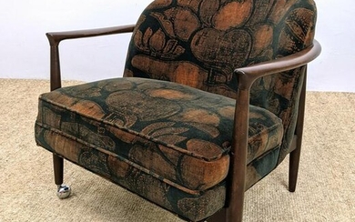 Jack Lenor Larsen Upholstered Walnut Lounge Chair. Open
