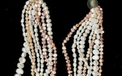 Jadeite, Pearl and Aquamarine Necklace