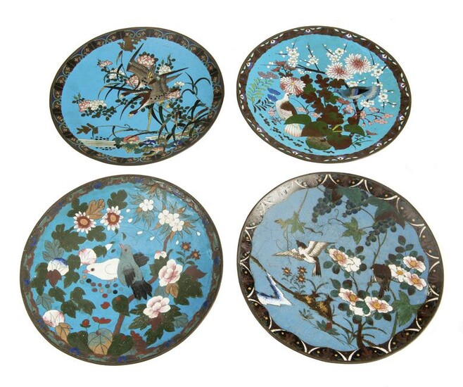 Japanese Meiji Period Cloisonné Enamel Plates with