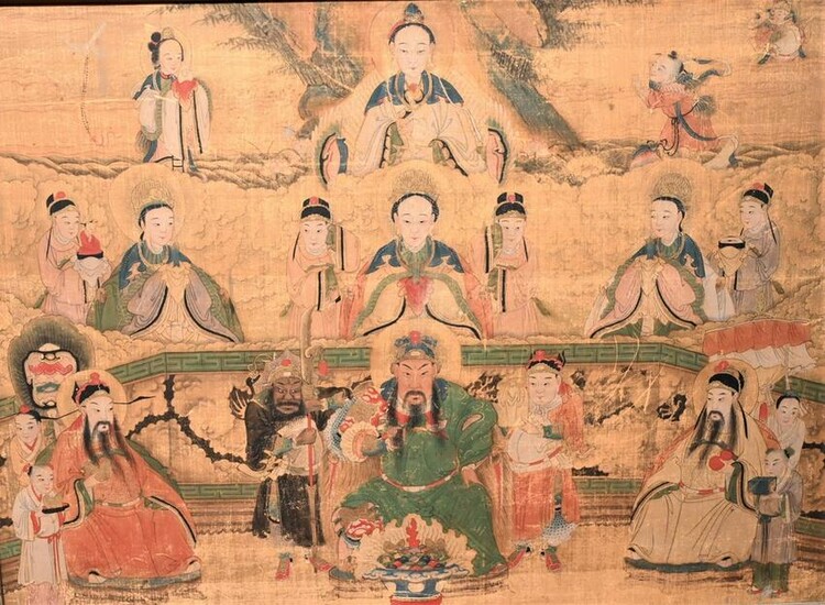 Japanese Watercolor on Silk, having painted warrior